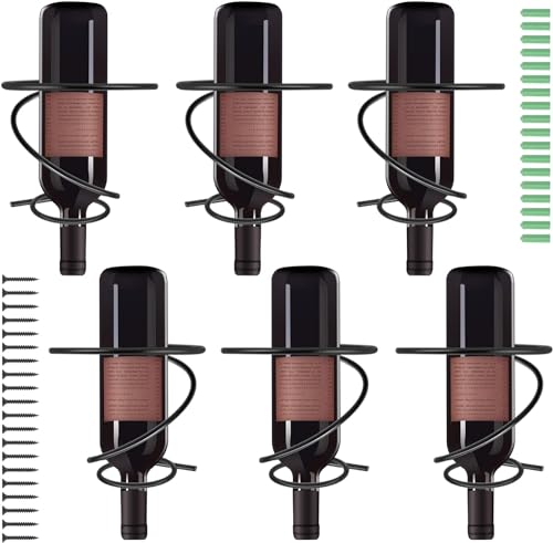 Callstick Lot de 6 étagères à vin murales - Support pour bouteilles de vin rouge avec vis - Organisateur en métal