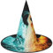 WSHFFILO Feuer- und Wasser-Hut, bedruckt, Halloween-Hut, faltbar, spitz, Party-Dekoration, Hut