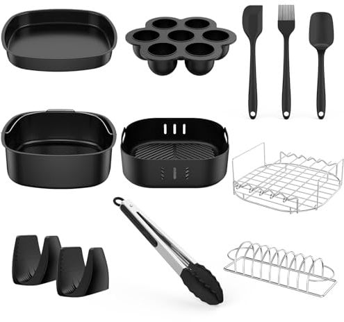 Airfryer zubehör, heißluftfritteuse zubehör mit airfryer silikonform, heissluftfritteuse zubehör passt für COSORI Philips Ninja Cecotec 5,5L 6L 6,2L 6,5L air Fryer, Einsatz für heissluft fritteuse