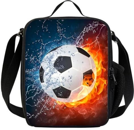 Fmoutyy Lonchera de fútbol, reutilizable, con soporte para , para escuela, camping, viajes, picnic