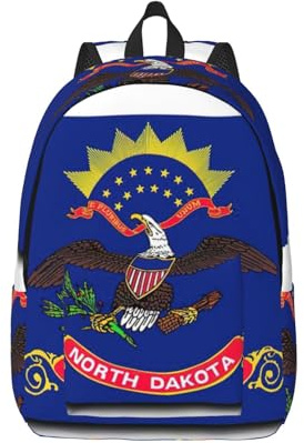 BGSHJVF Rucksack mit Nord-Dakota-Staatsflagge, stilvoller Canvas-Rucksack, Reiserucksack mit Taschen, zum Wandern und für den täglichen Gebrauch, Schwarz, Medium
