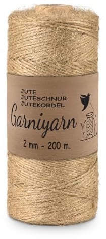 GARNIYARN Juteschnur 2mm 200m Rolle, Braun