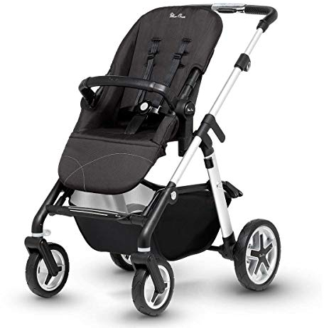 Silver Cross Pioneer Baby Kinderwagen und Kinderwagen Satin Silber Chassis, Sitzeinheit und Babytragetasche, ab Geburt bis 25 kg, mit Zubehör