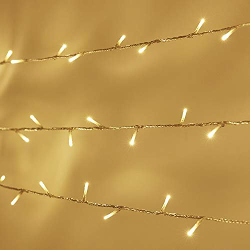Lights4fun 300 Warm White LED Connectable Fairy Lights Clear Cable Battery with Timer Indoor & Outdoor Use