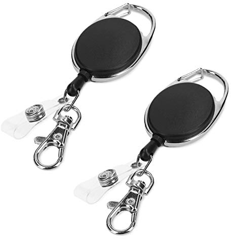 kwmobile 2x Schlüssel Jojo mit Ausweis Clip - Schlüsselanhänger ausziehbar - Kartenhalter Karabiner Anhänger - Schlüsselband mit Karten Halter