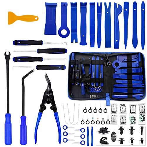 Wetado Trim Removal Tool, 200PCS Trim Tool Auto Removal Kit, Plastic Panel Fastener Removal Tool, Trim Removal Kit for Car/Trim/Panel/Door/Audio,Auto Clip Pliers (Blue+ Orange-200PCS)