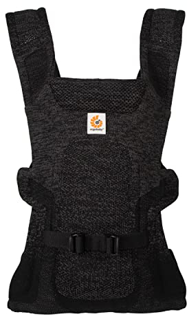 Ergobaby Aerloom Babytrage für Neugeborene bis zum Kleinkind, 3-Positionen Ergonomische Babybauchtrage Rückentrage Baby-Tragetasche aus Formaknit Material, Charcoal/Black