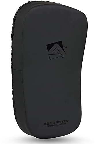 AQF Kampfsport Schlagpolster Kickboxen Muay Thai Strike Curved Arm Pad MMA Focus Boxing Karate UFC Punch Shield (Einzeln, Matt Schwarz)