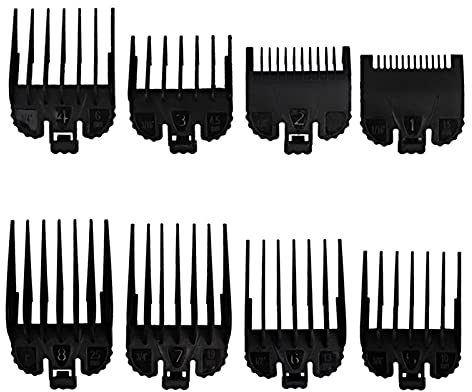 8 Guide Ensemble Peigne, Layhou Peignes de Guidage de Tondeuse à Cheveux, 8 Tailles Limite Peigne Guide pour Accessoires de Tondeuse de Rechange Compatible avec Tondeuse, 1,5mm à 25 mm, Noir