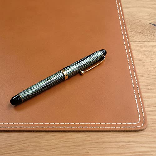 Hamosons – Personalisierbar: Hochwertige Schreibtischunterlage / Schreibtischauflage aus Echt-Leder mit Gravur, Cognac-Braun, Modell 100