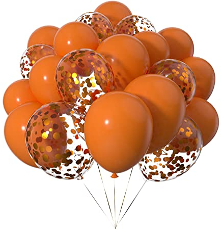 Ainmto 50 Stück 12 Zoll Luftballons Orange Helium und Ballons Konfetti Orange für Geburtstag, Hochzeiten