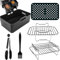 moleath Dual Air Fryer Accessories, 6PCS Airfryer Accessories Set with Air Fryer Racks Compatible Ninja Foodi AF300UK 7.6L, Salter 7.2L, 8.2L, Lakeland 8L, Duronic 9L Double Basket Air Fryers, M002-6
