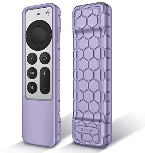 Fintie Protective Case for Apple TV Siri Remote 2021 2022 - Honey Comb Lightweight Anti Slip Shockproof Silicone Cover for Apple TV 4K / HD Siri Remote Controller (2nd Gen / 3rd Gen), Lilac Purple