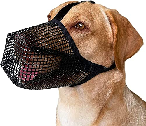 Norhogo Maulkorb für Hunde mit abgerundetem Mesh, atmungsaktiver Maulkorb, Für Kleine Mittelgroße und Große Hunde Verstellbare Fressschutz Hund Beißen und Kauen L