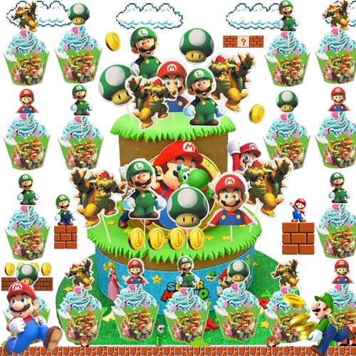 SoundZero 72 Stück Tortendeko Cartoon Kindergeburtstag, Party Kuchen Deko Figur, Zeichentrickfiguren Geburtstag Deko, Cartoon Tortendeko,Wiederverwendbar Tortendeko Figur,Geeignet für Geburtstagsfeier