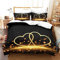 Freyamy 3D Herz Bettwäsche 135x200cm 4teilig Schwarz Gold Herzmotiv Liebe Luxus Bettwaren-Sets Mikrofaser Weiche Bettwäsche Bettbezug 2 Bettdeckenbezüge mit Reißverschluss und 2 Kissenbezug 80x80cm