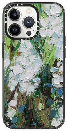 CASETiFY Compact iPhone 13 Pro Case [2X Military Grade Drop Tested / 4ft Drop Protection] - Wild Squill Flowers - Clear Black