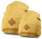 Soulbuddy Beanie - 2er Set Senfgelb | Partnerlook-Set | 1 Herren oder Damen Wintermütze (One Size - 54-62 cm) und 1 Kinder Strickmütze (Größe S - 40-45 cm)
