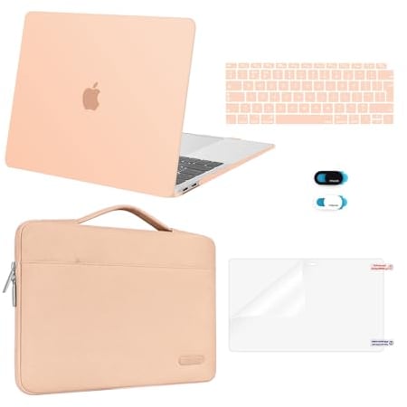 MOSISO Compatible with MacBook Air 13 inch Case 2021 2020 2019 2018 M1 A2337/2179/1932, Hard Shell for MacBook Air M1 Case 13.3 inch &Bag&Keyboard Skin&Webcam Cover&Screen Protector, Pastel Orange