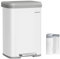 SONGMICS Cubo de Basura de Cocina, 50 L, Cubo de Basura de Metal con Pedal y Tapa, Alto y Grande, Blanco y Gris Paloma LTB530W03