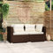 Homgoday Gartensofa, Garten-Set aus synthetischem Rattan, mit abnehmbaren Kissen, 2-Sitzer-Sofa mit Kissen aus Polyrattan, braun, Zweisitzer