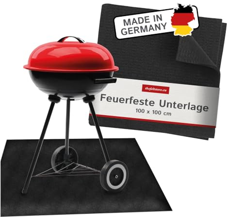 Feuerfeste Unterlage für Feuerschale 100 x 100 cm, Brandschutzmatte für den Außenbereich, hitzebeständige Funkenschutzmatte aus widerstandsfähigem Material, Schützt Ihre Terrasse und Garten