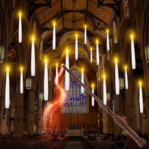 Szycdkj Bougie Flottante, Bougies Flottantes LED sans Flamme avec Télécommande Magic Stick, Bougies à Piles Scintillantes pour Mariage Halloween et fête d'anniversaire (20Pc)
