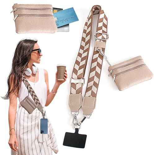 PanAcratis Phone Strap - Crossbody Phone Lanyard with Zippered Wallet Pouch, Anti-Theft