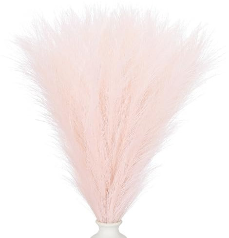 PATIKIL 17.7in Pampas Grass Decor, 30pcs Artificial Pampas Grass Bulk Fluffy Faux Pampas Grass Small Dried, Pink