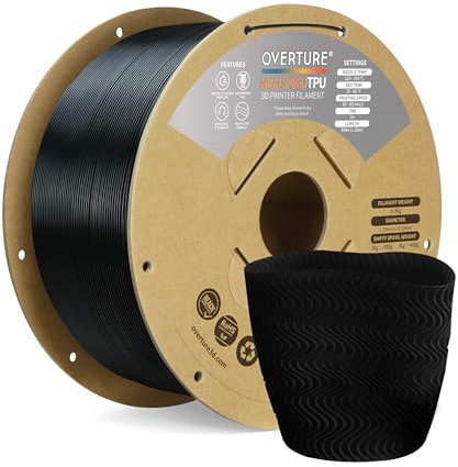 OVERTURE High Speed TPU Filament 2kg Spule (4,4 lbs), Maßgenauigkeit +/- 0,02 mm 95A Filament, für 3D-Drucker (HS Schwarz 2kg*1)