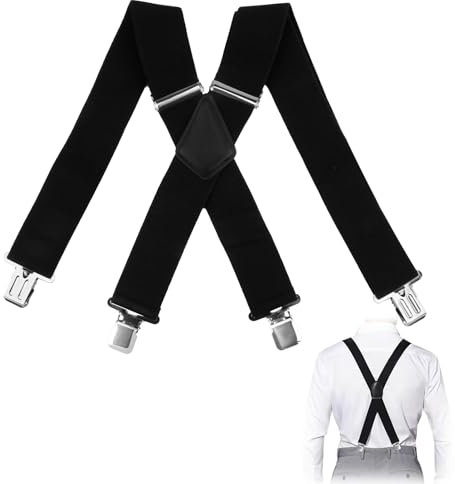 Smomend Hosenträger Für Herren X Förmige 5 Cm Breite, Hosenträger Herren Extra Stark, mit Starken Metall-Clips, Lange Für Männer Und Damen, Ideal Für Jeans, Arbeits- Und Motorradhosen