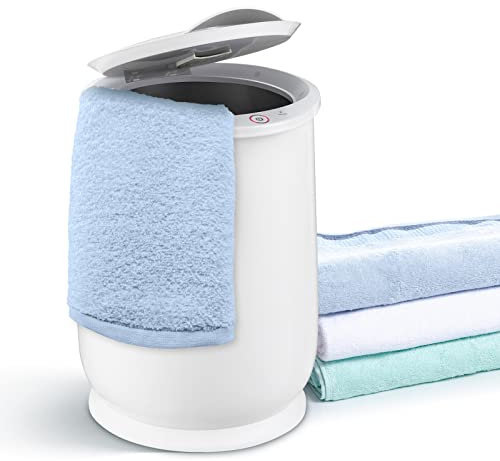 RELAX4LIFE 21L Towel Warmer Bucket, Luxury Bucket Style Large Hot Towel Heater with Flip-top Lid, Fragrance Disc Holder & Auto Shut Off, Portable Spa Bath Heating Warmer for Blankets (White)