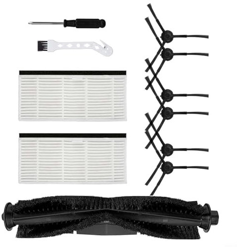 HEIBTENY Kit de rechange compatible avec Honiture pour Q6 Pro pour Laresar pour L6 Pro pour aspirateur robot Q6Pro 1 brosse principale 6 brosses latérales 2 filtres brosse de nettoyage