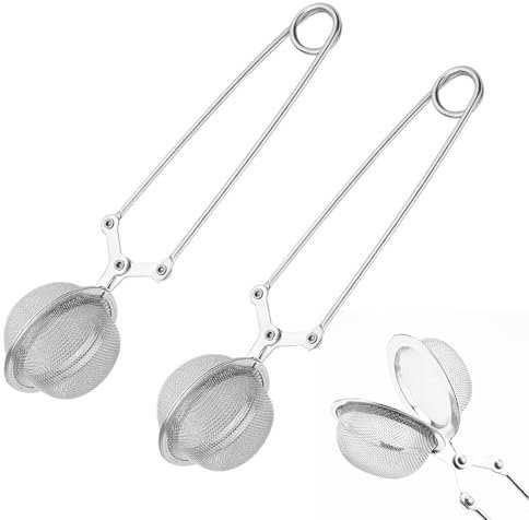 Mesh Snap Ball Tea Strainer,Snap Ball Tea Strainer,2 Pieces Silver - (with Handle) Tea Strainer, Premium Tea Lovers Tea Strainer 4.5cm