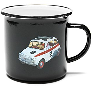 Fiat 500 fice21 Mug emailliert, Emaille, Schwarz