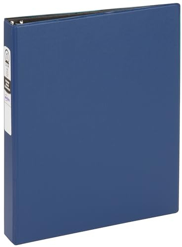 Avery Economy 3 Ring Binders, 1 Round Rings, 12 Blue Binders (03300) | For School, Home and Everyday Organization, Lay-Flat Back-Mounted Rings, Two Clear Interior Pockets, Deep-Textured Finish