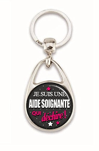 ANGORA Porte clés Je suis Une Aide Soignante Qui déchire ! Gris