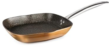 IBILI Natura Copper Grill Pan, 28 x 28 cm, Aluminium, Stone-Style Non-Stick Coating, Suitable for Induction Hobs