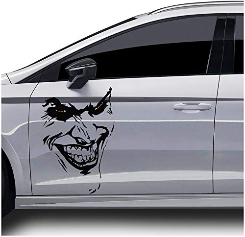 Joker Aufkleber 67x50cm Why so serious Schriftzug Spruch Fahrzeug Dekor Folie für Auto Bus Wohnwagen Kfz Zubehör Autoaufkleber Clown Humor (Schwarz Glanz, KX011 Joker)