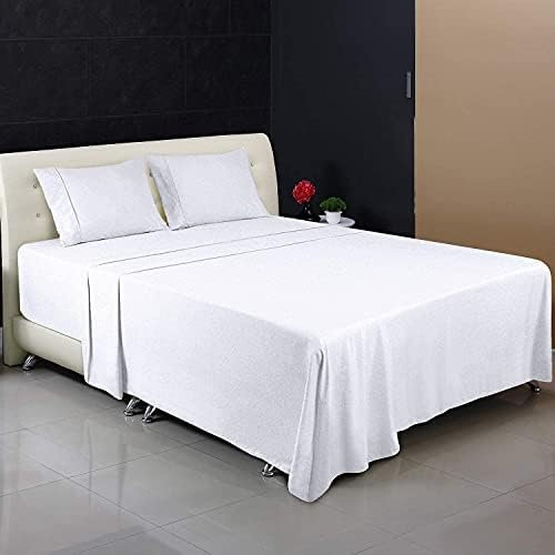 Corredocasa Set di Lenzuola Bianche Completo Letto per Casa Hotel e B & B 100% Puro Cotone Extra, Lenzuolo sopra, Lenzuolo sotto, federe per Cuscino prodotto Italiano per Casa o Albergo (Matrimoniale)