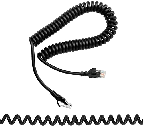 RIIEYOCA Cat5e Ethernet cable en espiral retráctil RJ45 red LAN cable en espiral para los ordenadores portátiles, de escritorio, routers, decodificadores -Extensible a 1,5M