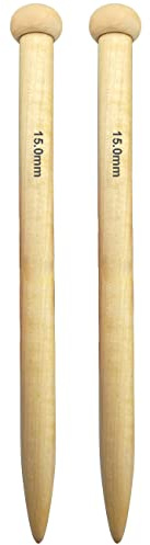 Weabetfu Large Size Bamboo Knitting Needle Straight Single Pointed Thick Knit Needles 10-inch Length Jumbo Knitting Needles for Huge Chunky Yarn Handmade DIY Knitting,US Size 19(15mm)