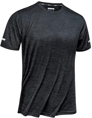 TACVASEN Laufshirt Herren Kurzarm Sommershirts Beach Shirts O-Neck Short-Sleeve T-Shirt Basic Tee Top Oberteil, Schwarz, L