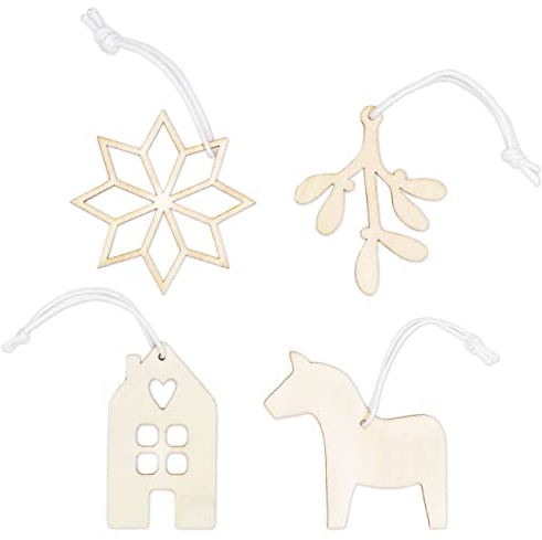 Papierdrachen 12 Anhänger aus Holz für den Weihnachtsbaum - Baumschmuck - Weihnachtsbaumdekoration - Baumdeko - Weihnachtsdekoration - Hygge Natur - Set 10