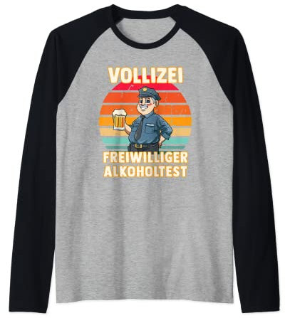 Herren Freiwilliger Alkoholtest - Lustiger Vollizei Beamter Bier Raglan