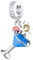 Esmalte Azul Cóctel Copa de Vino Copa Colgante Charms, Se adapta a la pulsera de viaje de Pandora, cuentas de sol de playa de verano de bebida fría de limón de plata esterlina 925