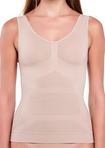 SLIMCELL Gambetti Canottiera Contenitiva Donna Anticellulite - Intimo Modellante Donna Pancia Piatta, Intimo Contenitivo in Microfibra Effetto Massaggiante Shapewear - Made in Italy