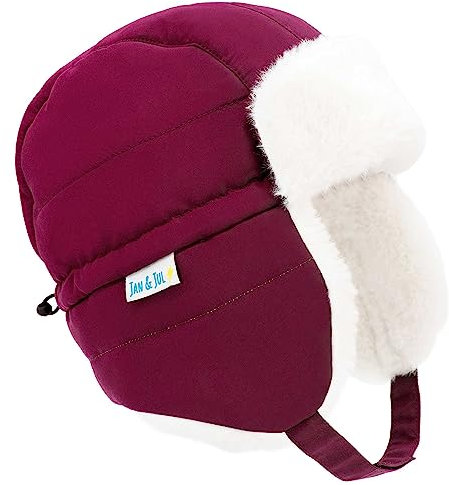 Jan & Jul Warme Winddichte Trapper Wintermütze für Säuglinge Mädchen (S: 3-9M, Wildbeere)