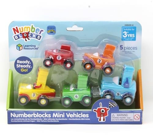 Learning Resources Numberblocks Mini Vehicles Set, 5 Car Pack, Numberblocks Gifts, Vehicles have Rolling Wheels, Learn to Count from 1-5, Ages 3+