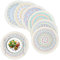 fanquare 6er Set Farbe Weihnachten Tischsets, Runde Baumwolle Drucke Platzsets mit Dekorativem Rand, Abwaschbare Hitzebeständig Tischmatten für Küche, Essen, Hochzeit, Ø 33cm